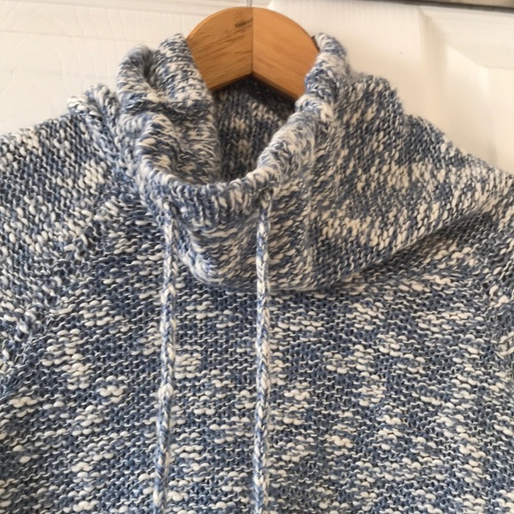 DAMAGED chaps blue marled mock neck top with tie - Picture 2 of 5